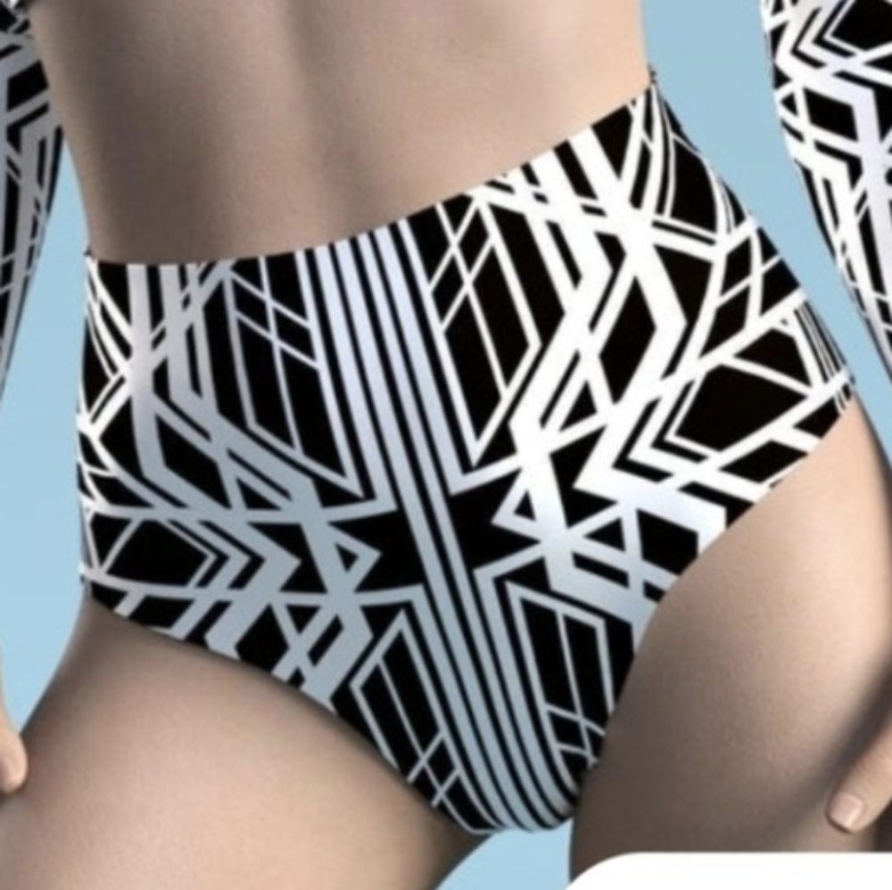 Candy Catz Black and White Geometric Print Cheeky Rave Bottoms.